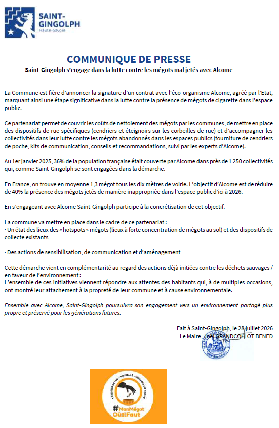 ALCOME COMMUNIQUE PRESSE
